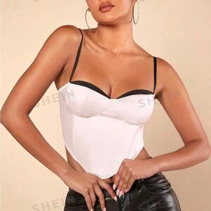 White corset cropped tank top